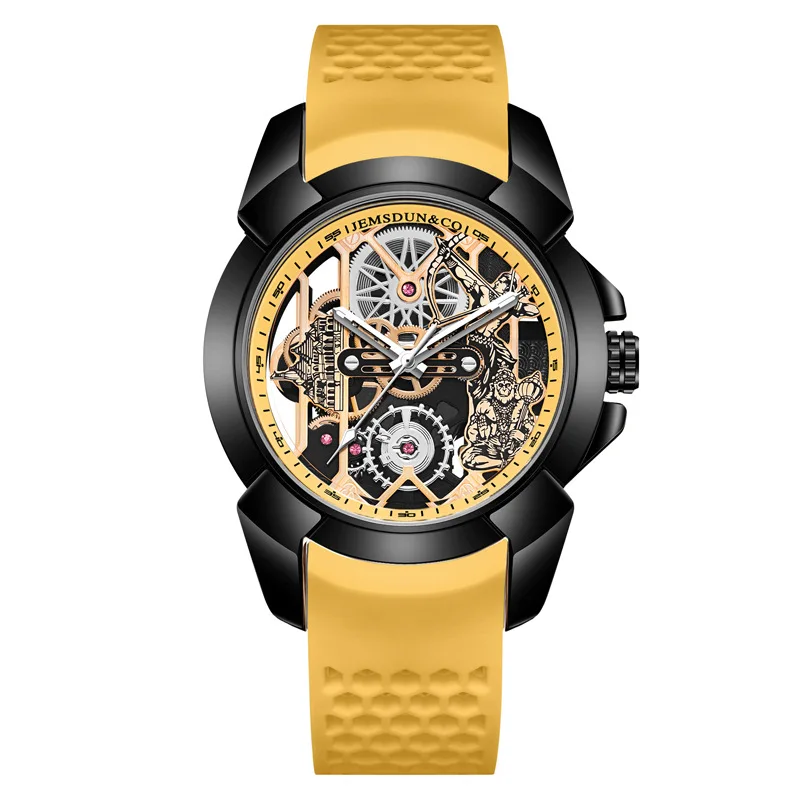 3D Skeleton orange Dial Luxury Quartz Watch for Men - Image 15