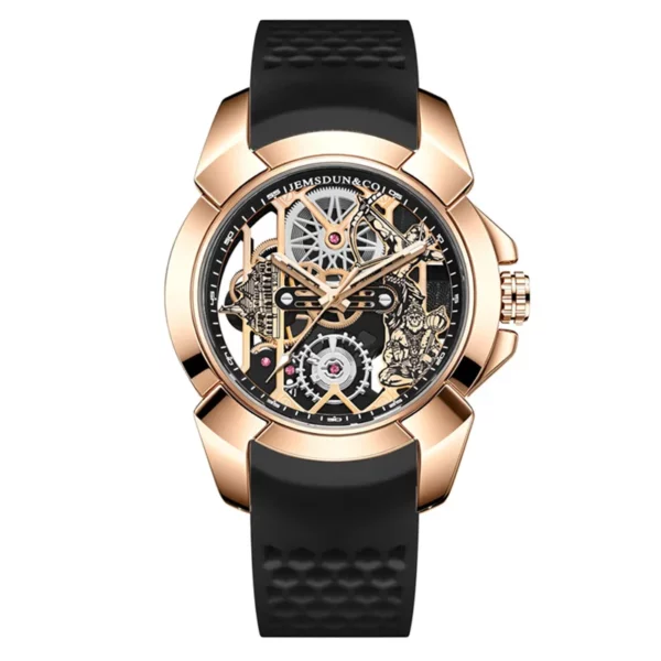 3D Skeleton orange Dial Luxury Quartz Watch for Men