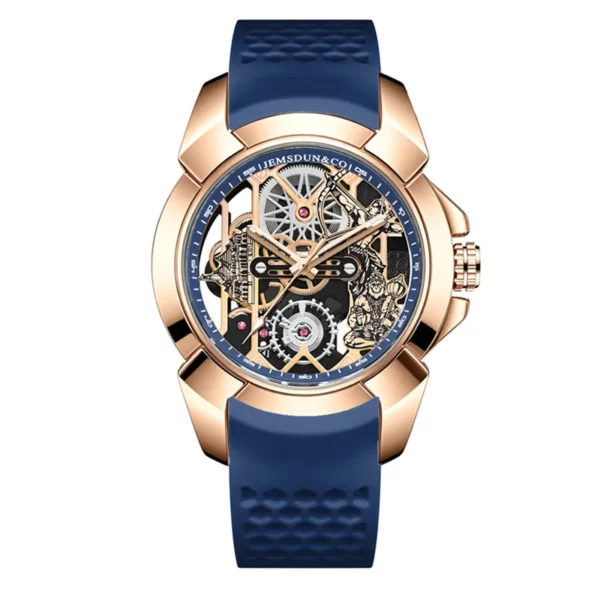 3D Skeleton orange Dial Luxury Quartz Watch for Men