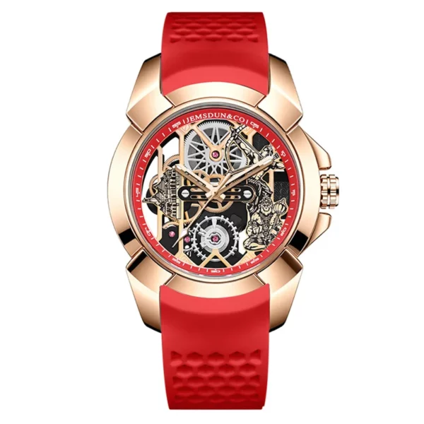 3D Skeleton orange Dial Luxury Quartz Watch for Men