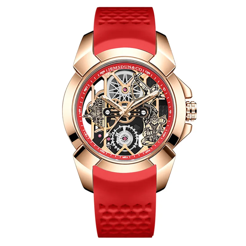 3D Skeleton orange Dial Luxury Quartz Watch for Men - Image 9