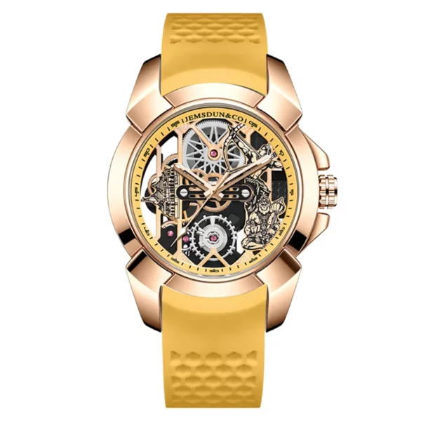 3D Skeleton orange Dial Luxury Quartz Watch for Men