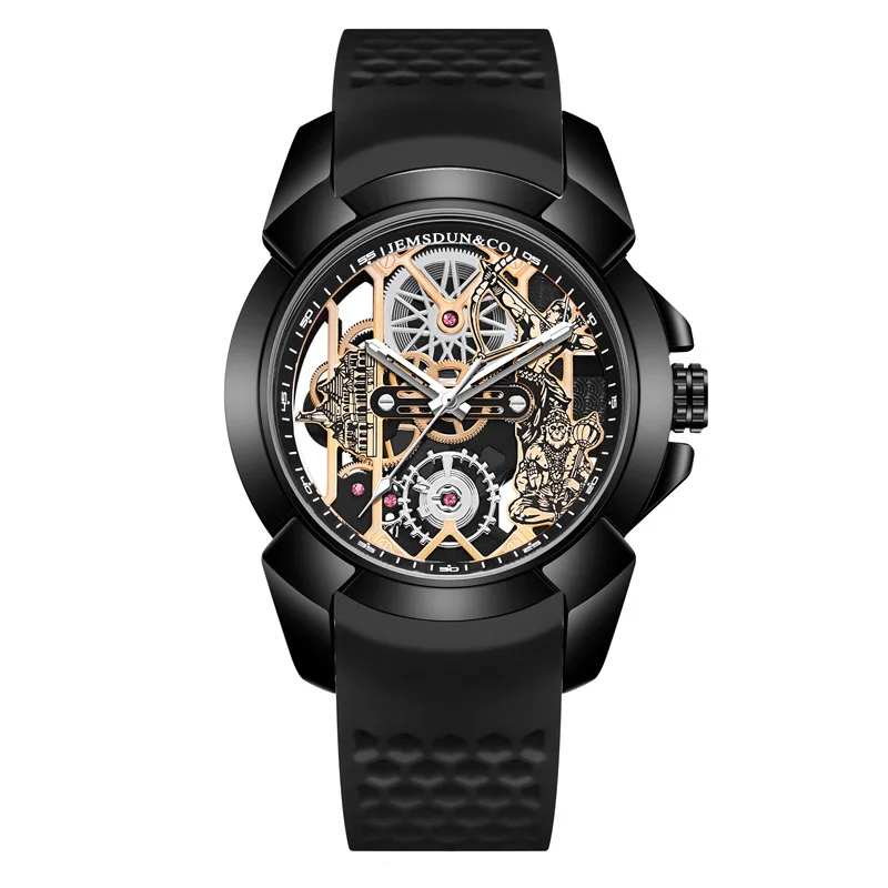 3D Skeleton orange Dial Luxury Quartz Watch for Men - Image 3