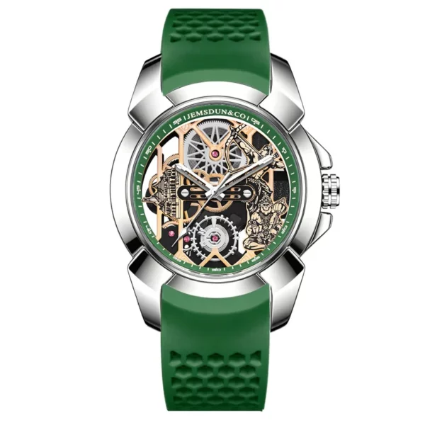 3D Skeleton orange Dial Luxury Quartz Watch for Men
