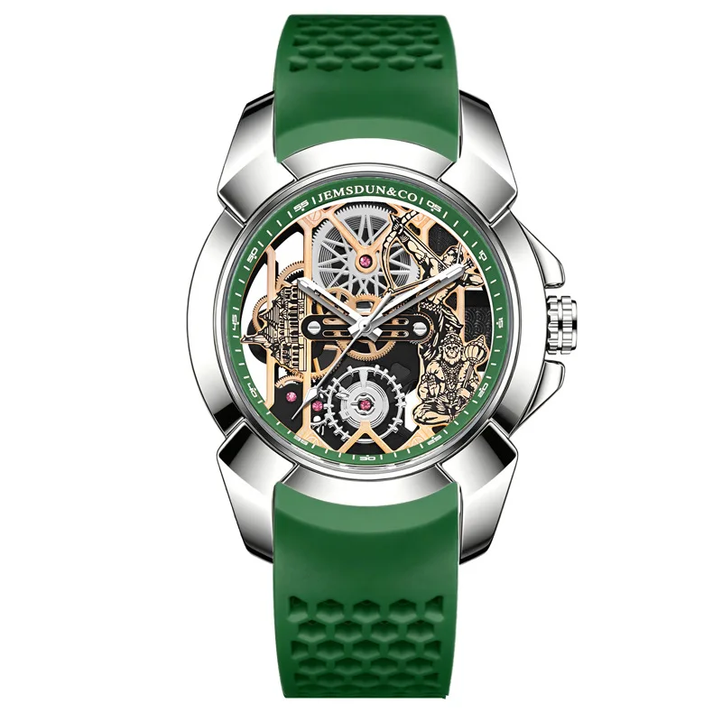 3D Skeleton orange Dial Luxury Quartz Watch for Men - Image 4