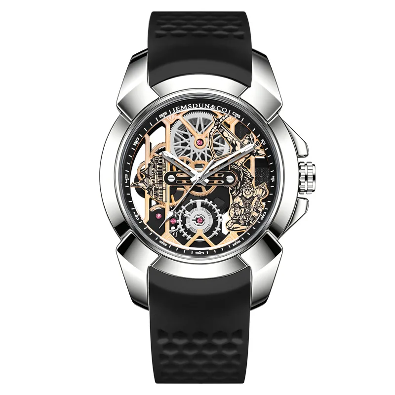 3D Skeleton orange Dial Luxury Quartz Watch for Men - Image 17