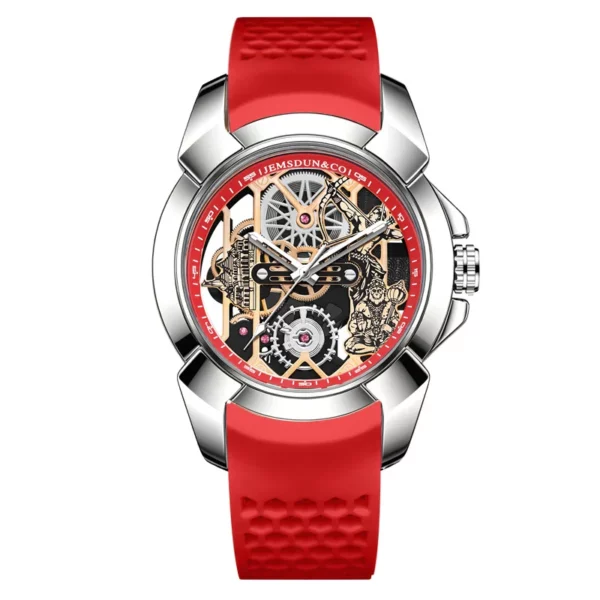 3D Skeleton orange Dial Luxury Quartz Watch for Men