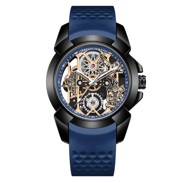3D Skeleton orange Dial Luxury Quartz Watch for Men