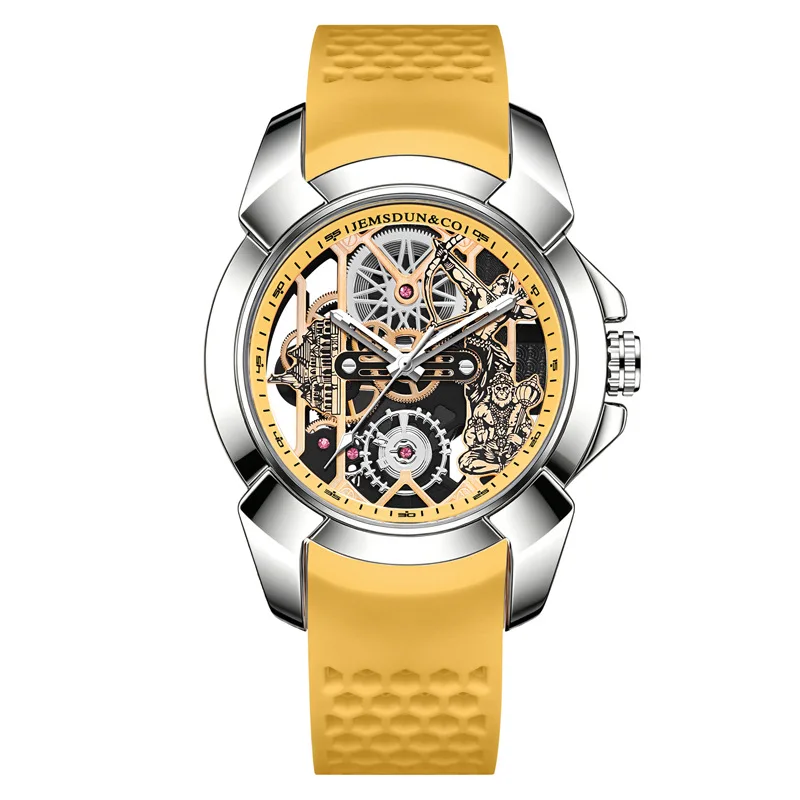 3D Skeleton orange Dial Luxury Quartz Watch for Men - Image 11