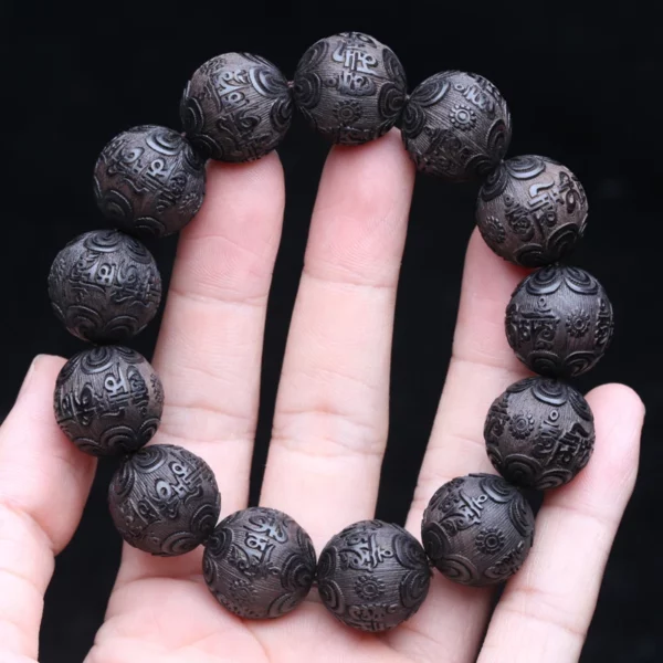 Beaded Bracelet Ebony Feng Shui Zen Amulet 20 MM Beaded Necklace Bracelet Men's Good Luck Gift