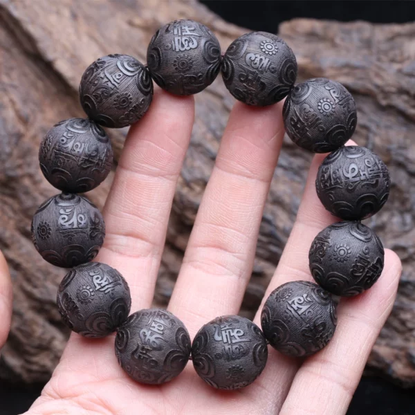 Beaded Bracelet Ebony Feng Shui Zen Amulet 20 MM Beaded Necklace Bracelet Men's Good Luck Gift
