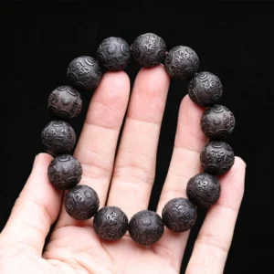 Beaded Bracelet Ebony Feng Shui Zen Amulet 20 MM Beaded Necklace Bracelet Men's Good Luck Gift - Image 3