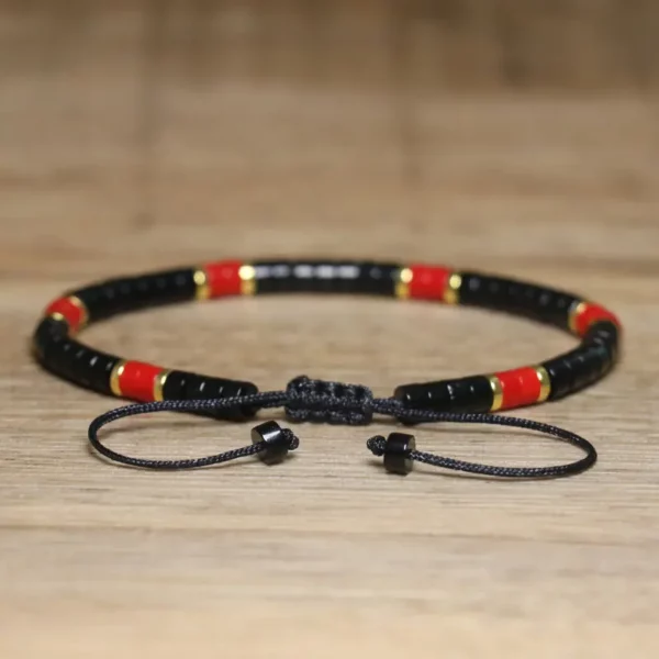Black Agate Woven Bracelet, One Size Fits All