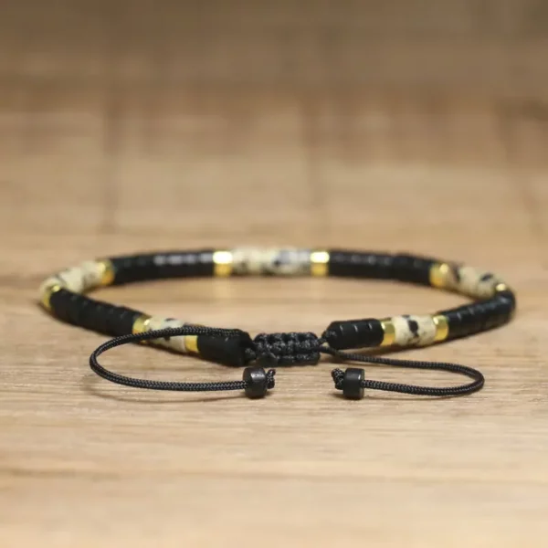 Bohemian Black Agate Spotted Beaded Bracelet