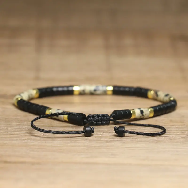 Bohemian Black Agate Spotted Beaded Bracelet - Image 2
