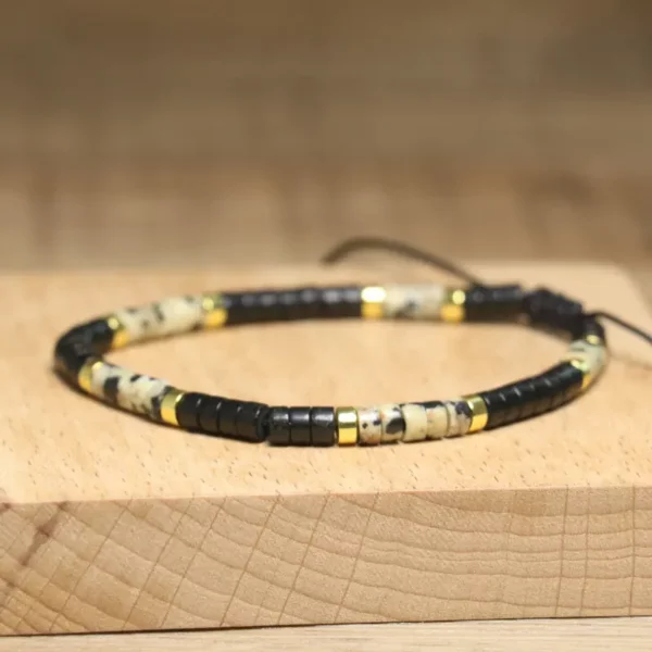 Bohemian Black Agate Spotted Beaded Bracelet
