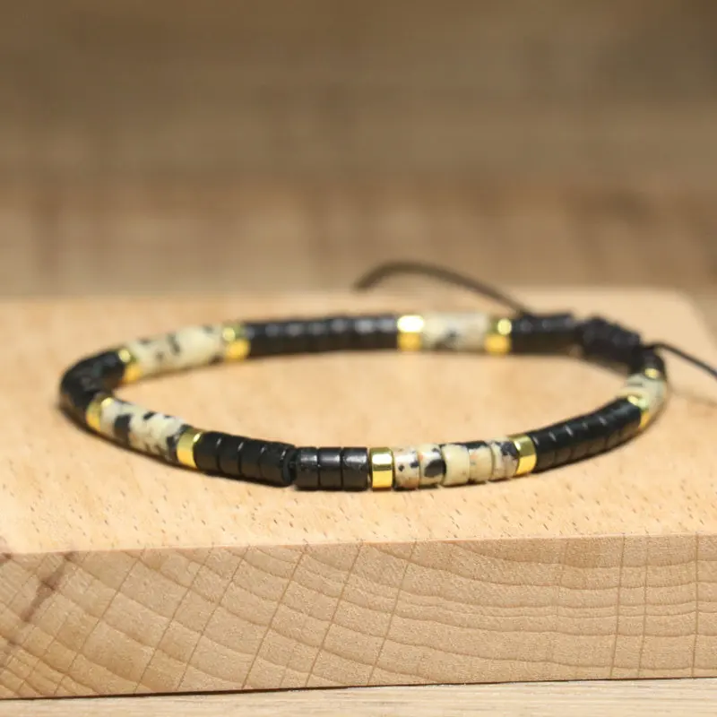 Bohemian Black Agate Spotted Beaded Bracelet - Image 3