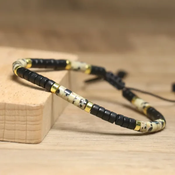 Bohemian Black Agate Spotted Beaded Bracelet