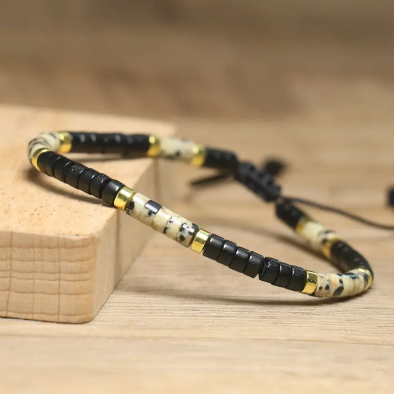 Bohemian Black Agate Spotted Beaded Bracelet - Image 4