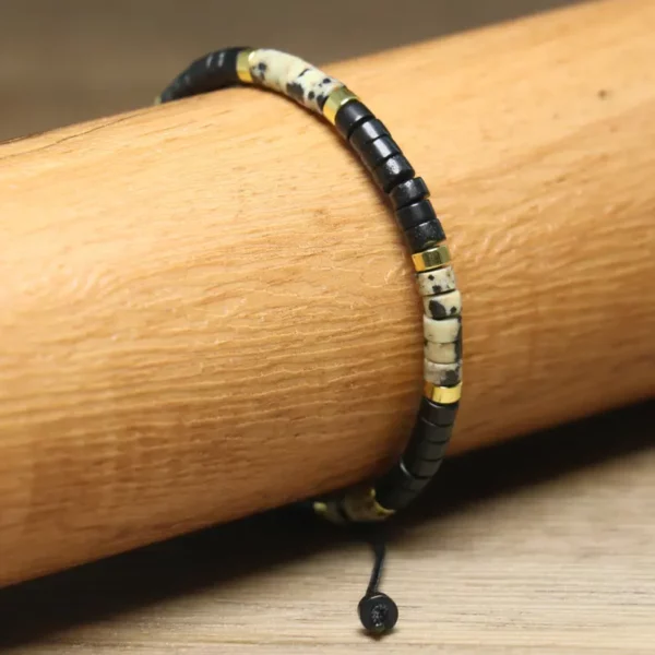 Bohemian Black Agate Spotted Beaded Bracelet