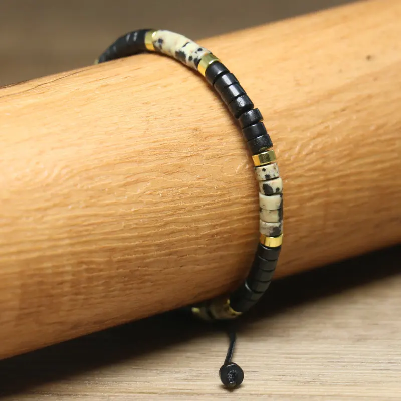 Bohemian Black Agate Spotted Beaded Bracelet - Image 5