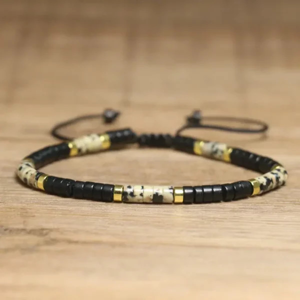 Bohemian Black Agate Spotted Beaded Bracelet
