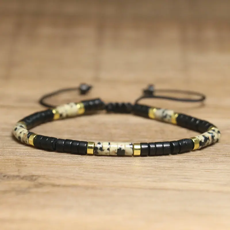 Bohemian Black Agate Spotted Beaded Bracelet - Image 1