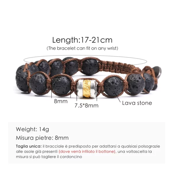 Classic Men's Bracelet With 8mm Natural Stone Round Bead Handcrafted Adjustable Tibetan Buddhist Scripture Bracelet Jewelry Gift