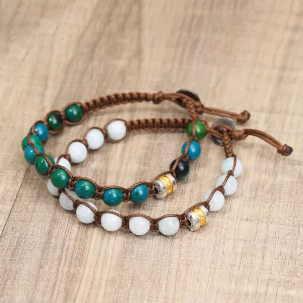 Classic Men's Bracelet With 8mm Natural Stone Round Bead Handcrafted Adjustable Tibetan Buddhist Scripture Bracelet Jewelry Gift