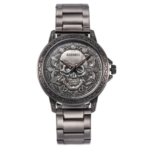 Cool Mens Watch Skull Face Design Fashion Steel Leather Strap Retro Quartz Watch Men Male Clock Reloj Hombre Gifts Drop Shipping