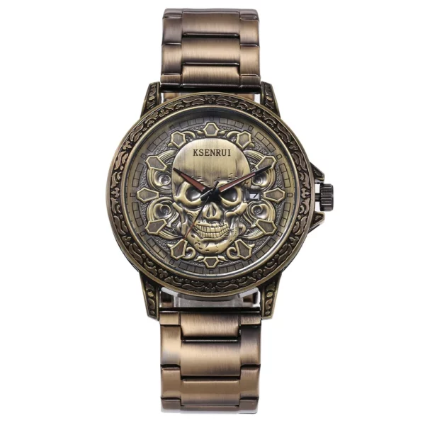 Cool Mens Watch Skull Face Design Fashion Steel Leather Strap Retro Quartz Watch Men Male Clock Reloj Hombre Gifts Drop Shipping
