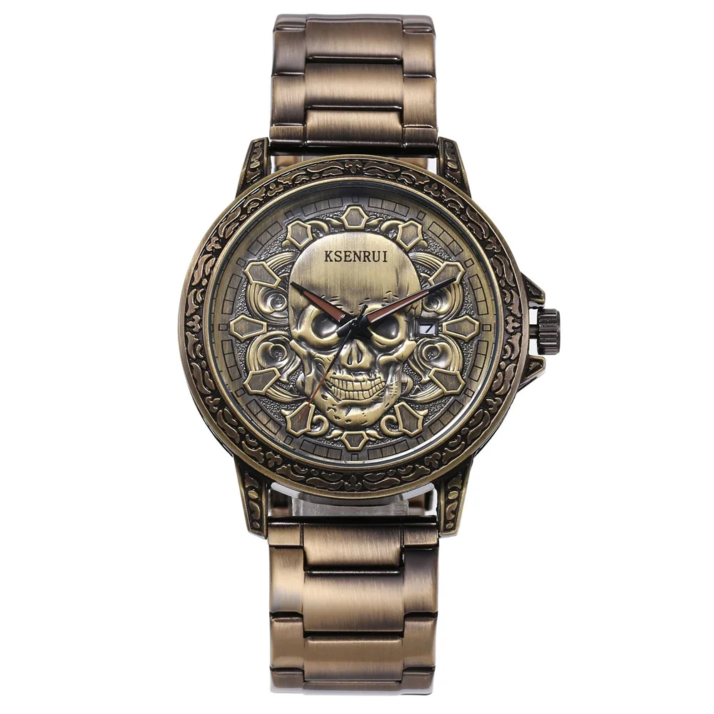 Cool Mens Watch Skull Face Design Fashion Steel Leather Strap Retro Quartz Watch Men Male Clock Reloj Hombre Gifts Drop Shipping - Image 9