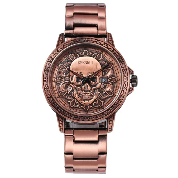 Cool Mens Watch Skull Face Design Fashion Steel Leather Strap Retro Quartz Watch Men Male Clock Reloj Hombre Gifts Drop Shipping