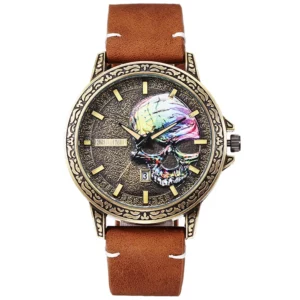 Cool Mens Watch Skull Face Design Fashion Steel Leather Strap Retro Quartz Watch Men Male Clock Reloj Hombre Gifts Drop Shipping - Image 8
