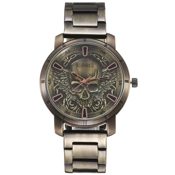 Cool Mens Watch Skull Face Design Fashion Steel Leather Strap Retro Quartz Watch Men Male Clock Reloj Hombre Gifts Drop Shipping