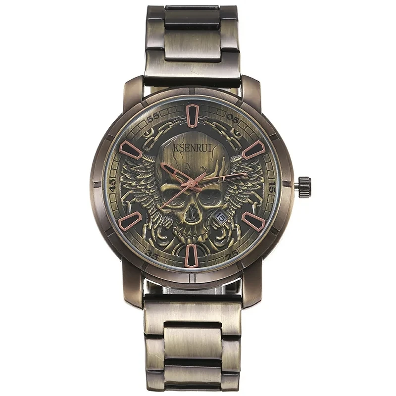 Cool Mens Watch Skull Face Design Fashion Steel Leather Strap Retro Quartz Watch Men Male Clock Reloj Hombre Gifts Drop Shipping - Image 7