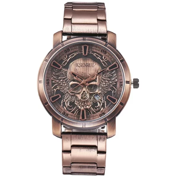 Cool Mens Watch Skull Face Design Fashion Steel Leather Strap Retro Quartz Watch Men Male Clock Reloj Hombre Gifts Drop Shipping
