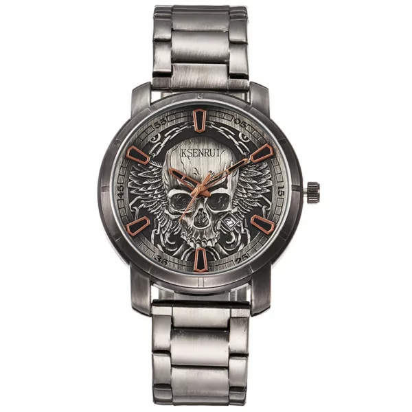 Cool Mens Watch Skull Face Design Fashion Steel Leather Strap Retro Quartz Watch Men Male Clock Reloj Hombre Gifts Drop Shipping