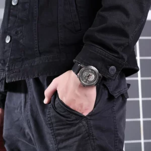 Cool Mens Watch Skull Face Design Fashion Steel Leather Strap Retro Quartz Watch Men Male Clock Reloj Hombre Gifts Drop Shipping - Image 3