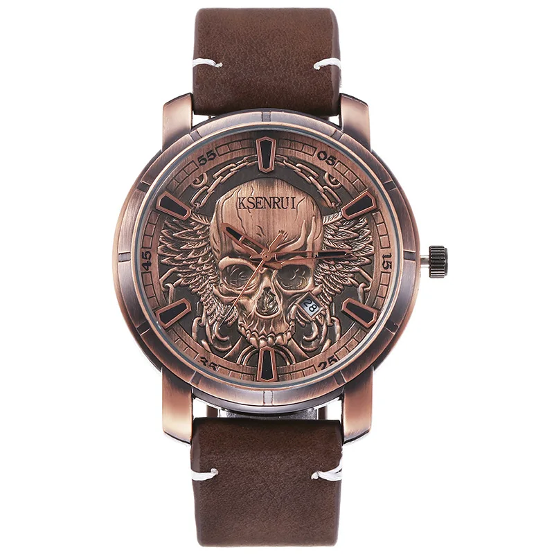 Cool Mens Watch Skull Face Design Fashion Steel Leather Strap Retro Quartz Watch Men Male Clock Reloj Hombre Gifts Drop Shipping - Image 18