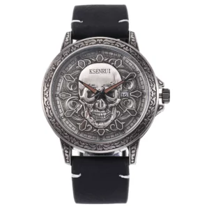 Cool Mens Watch Skull Face Design Fashion Steel Leather Strap Retro Quartz Watch Men Male Clock Reloj Hombre Gifts Drop Shipping - Image 13