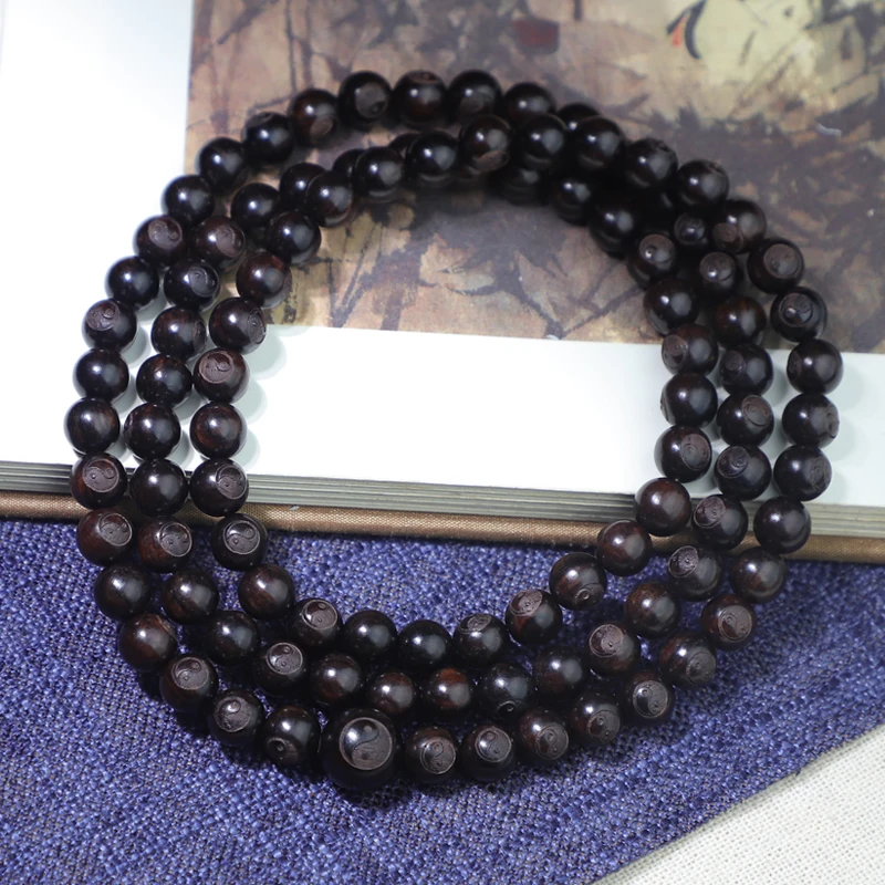 Ebony Men's Wooden Yin Yang Bracelet Symbol of Philosophy Male Bracelet Symbol of Divination 20 Mm Black Wooden Bead Bracelet - Image 4