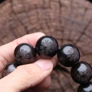 Ebony Men's Wooden Yin Yang Bracelet Symbol of Philosophy Male Bracelet Symbol of Divination 20 Mm Black Wooden Bead Bracelet - Image 5