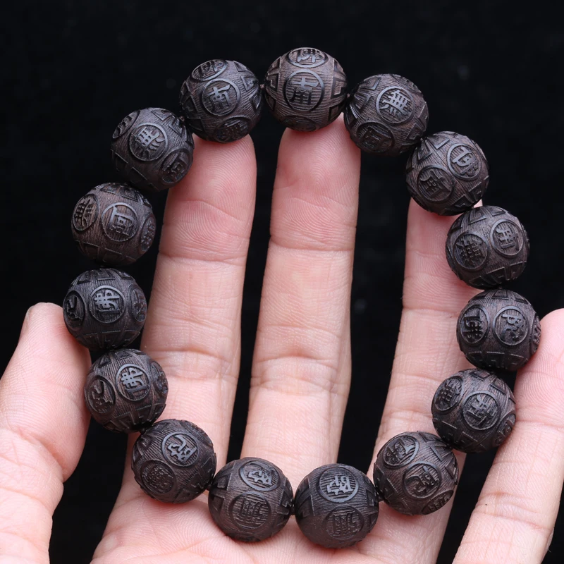 Genuine Natural Black Wooden Beads Tibetan Buddhist Tools 12 Beads Prayer Bracelet Beaded Men's Bracelet - Image 7