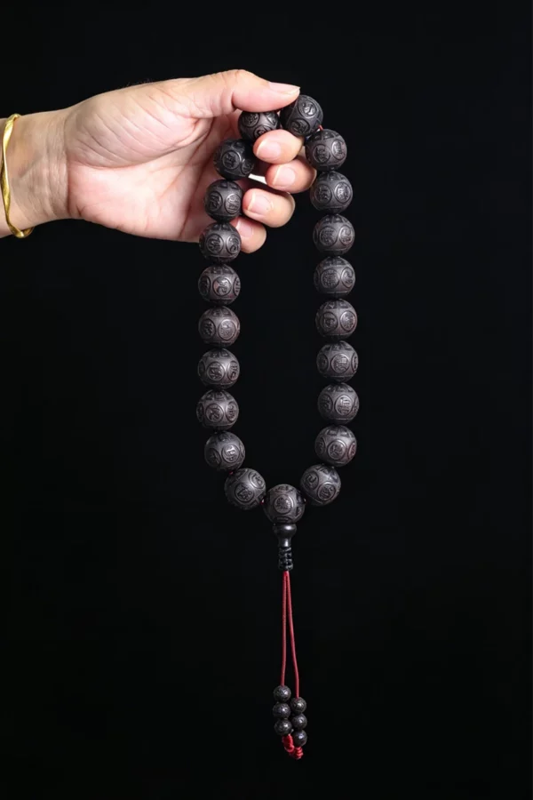 Genuine Natural Black Wooden Beads Tibetan Buddhist Tools 12 Beads Prayer Bracelet Beaded Men's Bracelet