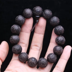 Genuine Natural Black Wooden Beads Tibetan Buddhist Tools 12 Beads Prayer Bracelet Beaded Men's Bracelet - Image 3