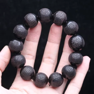 Genuine Natural Black Wooden Beads Tibetan Ebony 20mm mm Prayer Wheel Bracelet Men's Classic - Image 5