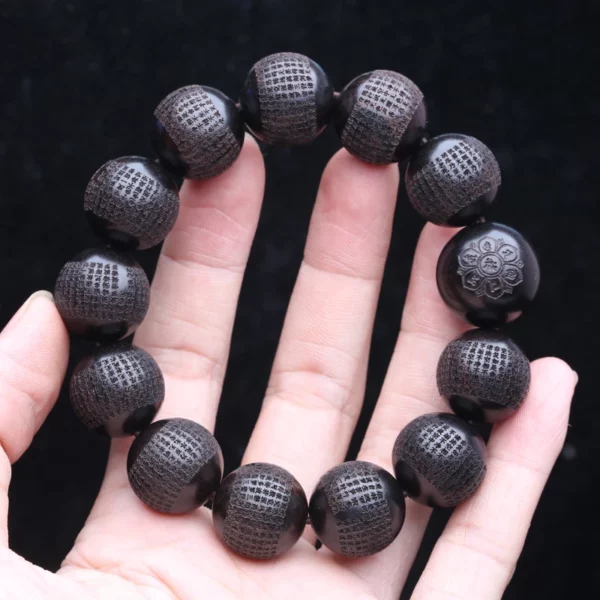 Genuine Natural Black Wooden Beads Tibetan Ebony 20mm mm Prayer Wheel Bracelet Men's Classic