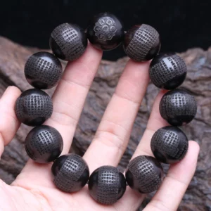 Genuine Natural Black Wooden Beads Tibetan Ebony 20mm mm Prayer Wheel Bracelet Men's Classic - Image 3