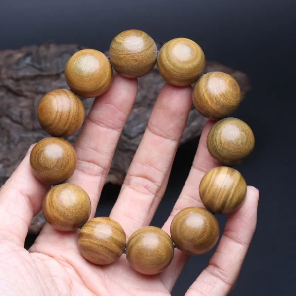 Genuine SandalWood Beaded 15mm Buddhist Bracelet Rosary Yoga Bracelet Ladies And Men's Unisex (SandalWood) Elastic Bracelet